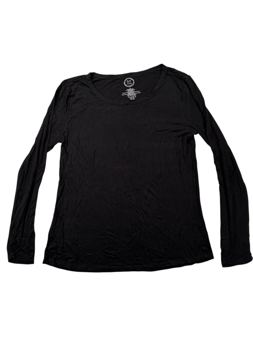 Maurices 24/7 Womens Black Long Sleeve Shirt Size S Rayon Blend Slim Fit Casual